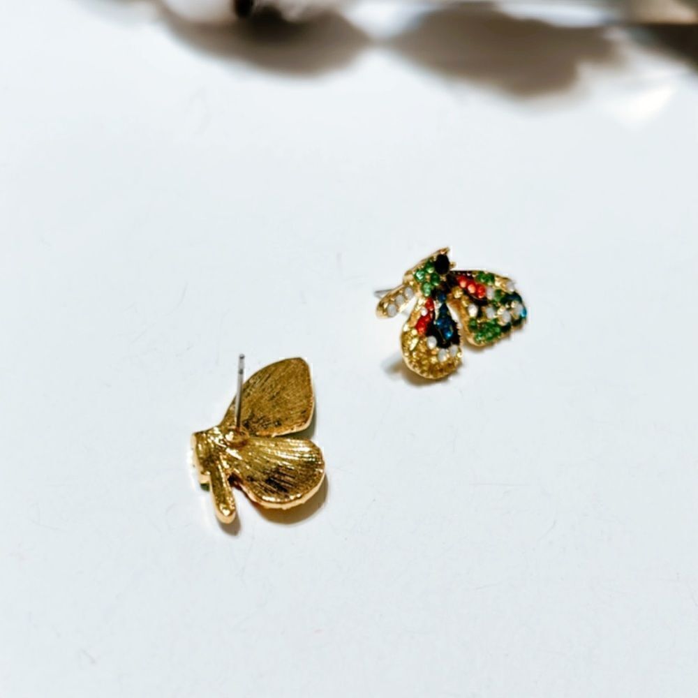 Butterfly stud earrings  N94 - Picture 4 of 6